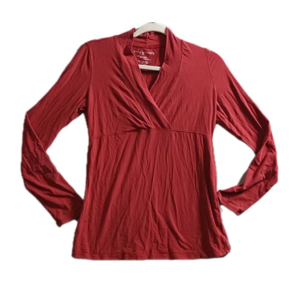 Women’s Long Sleeve Wrap-Style Blouse - Red